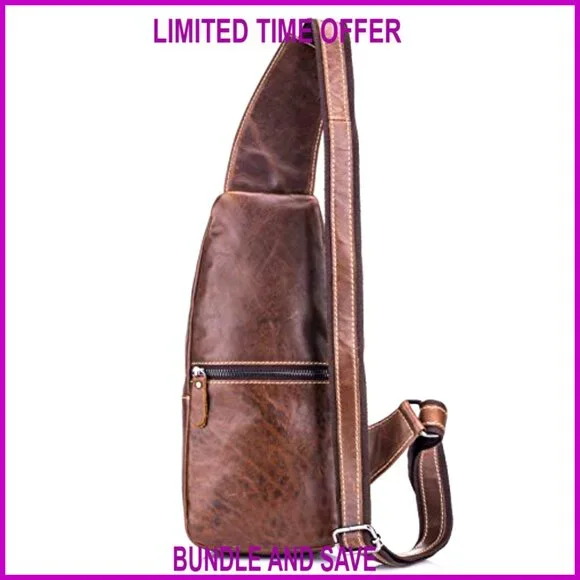 Genuine Leather Crossbody Sling Backpack for Travel Hiking Casual
